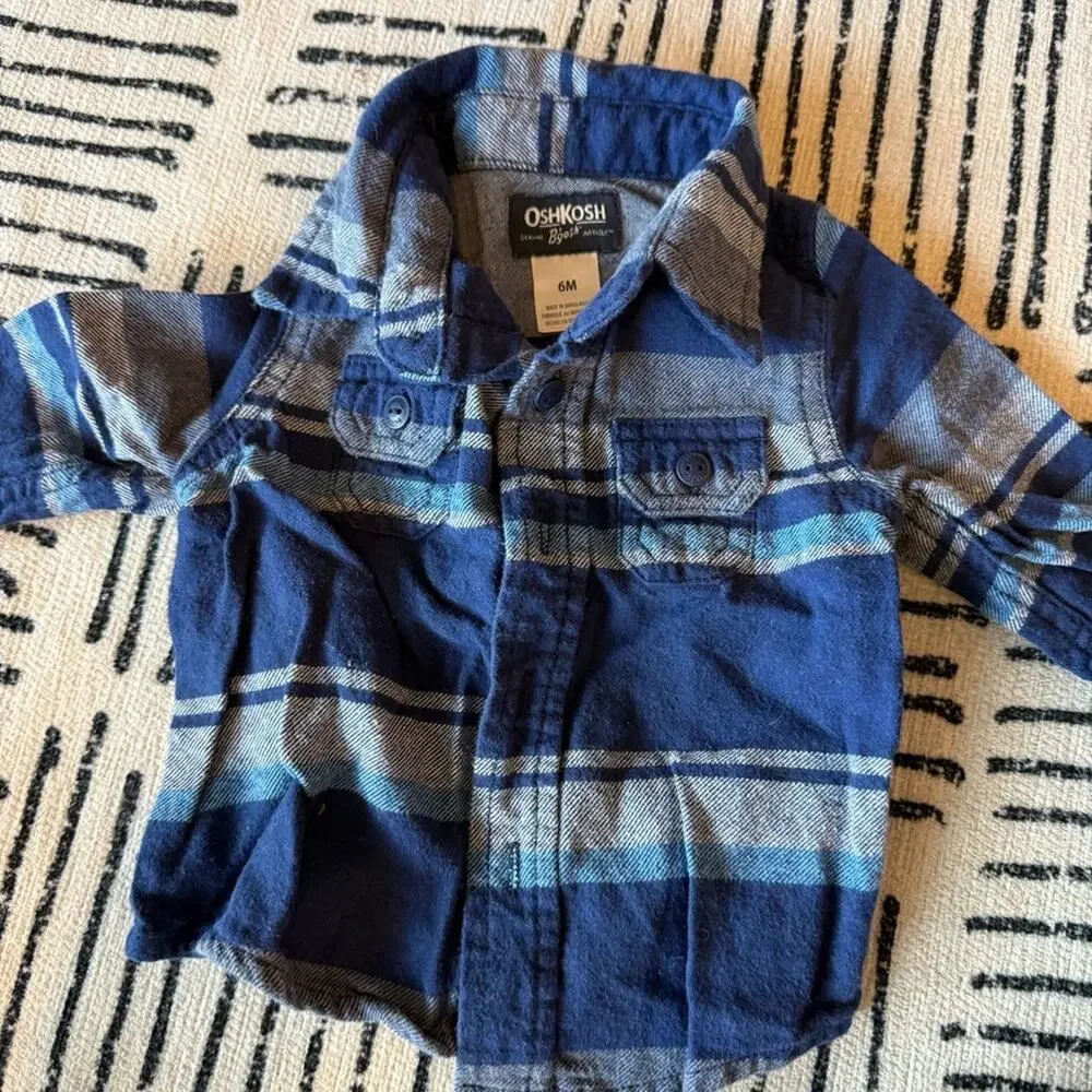 Checkered Kids Shirt Set - Blue, Purple, and White 6 Months